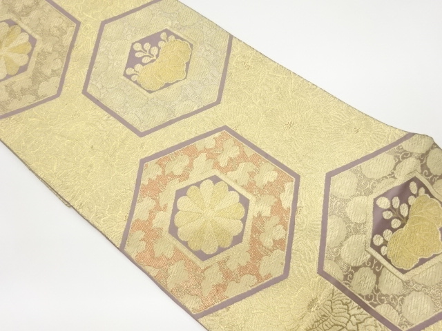 JAPANESE KIMONO / VINTAGE FUKURO OBI / WOVEN PAULOWNIA & KIKU